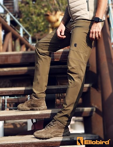 Ellobird Mens Flex Cargo Hiking Pants, Work Outdoor, Water Repellent 4-Way Stretch Lightweight, Men's Tactical Travel4