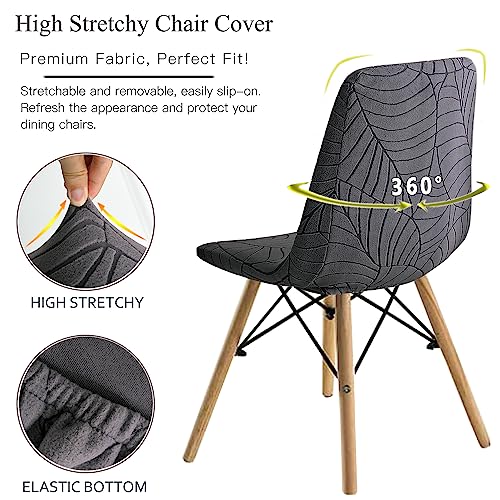 SHENGYIJING Dining Chairs Covers Set of 2/4/6, Style Shell Mid Century Modern Accent Side Chair Covers (Grey, 2 Pieces) - Image 3