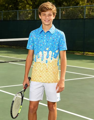 Move Dance Boys Polo Shirt Ice Cream Drip Short Sleeve Golf Blue 5-6 Years - image 6