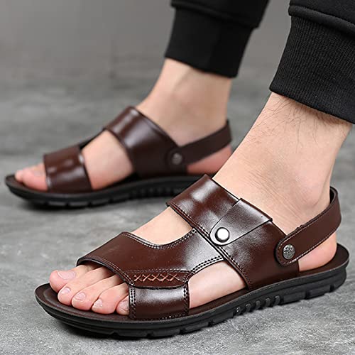 Men's Beach Sandals, Men's Leather Sport Sandal, Open Toes Sandals Casual Elastic Beach Slippers for Summer4
