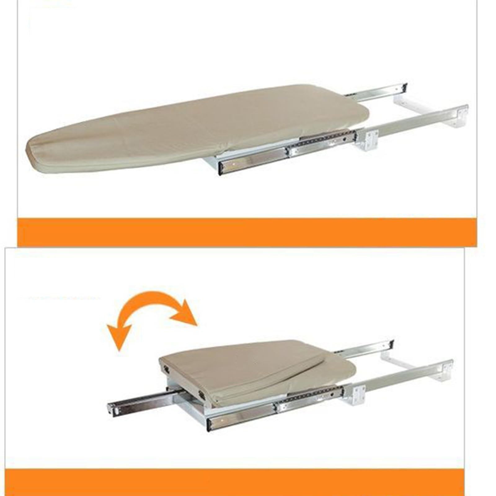Asse da stiro allungabile e girevole con copertura resistente al calore, perfetta per armadi, design salvaspazio, colore grigio scuro, ideale per uso domestico e appartamento.