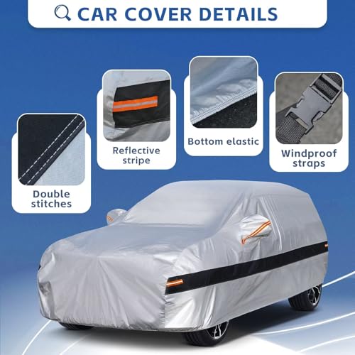 Image of 10 Layers SUV Car Cover Custom Fit for Scion xB (2003-2016), Waterproof All Weather for Automobiles, Outdoor Full Cover Sun Dust Rain Protection with Cotton. Silver
