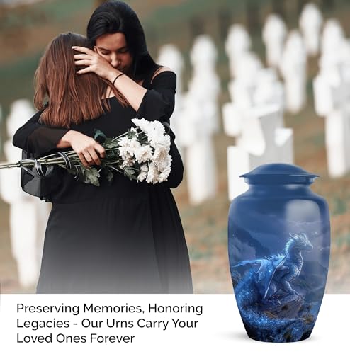 Image of Personalized Dragon - Unique Funeral Urn for Ashes for Men - Large Cremation Urns for Human Ashes Adult Female - Decorative Urns - 10 Inch - Large with Velvet Bag - Burial Urn for Mom & Dad