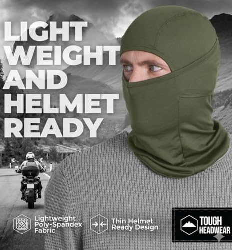 Image of Tough Headwear Balaclava Ski Mask - Breathable Face Mask for Men - Flexible Hinge Full Face Cover - Windproof Motorcycle Gear