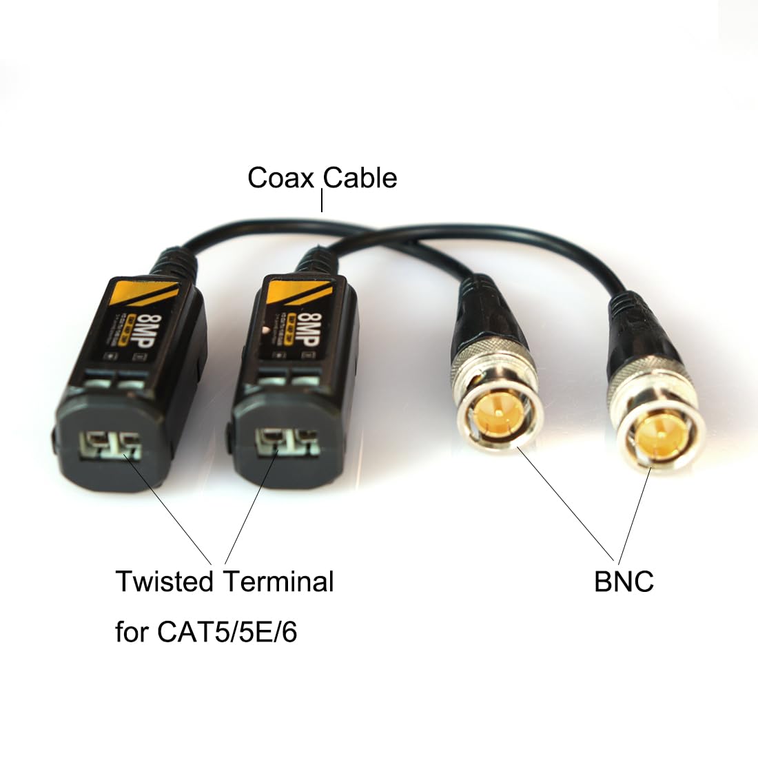 4 Balun BNC UTP Per Telecamere - Ricetrasmettitori CAT5/5E/6 Per CVI/TVI/AHD/CVBS Fino A 400m - Foto 5