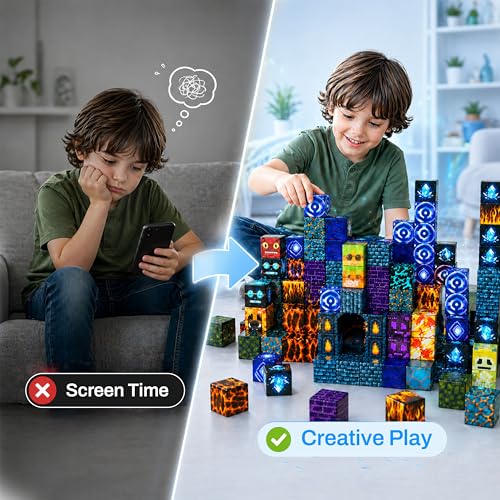 Monster 200PCS Magnetic Building Blocks for Kids Ages 3+, STEM Educational Construction Toys, Magnetic Blocks Set, Montessori Sensory Learning Toy for Toddlers, Boys & Girls - Image 8