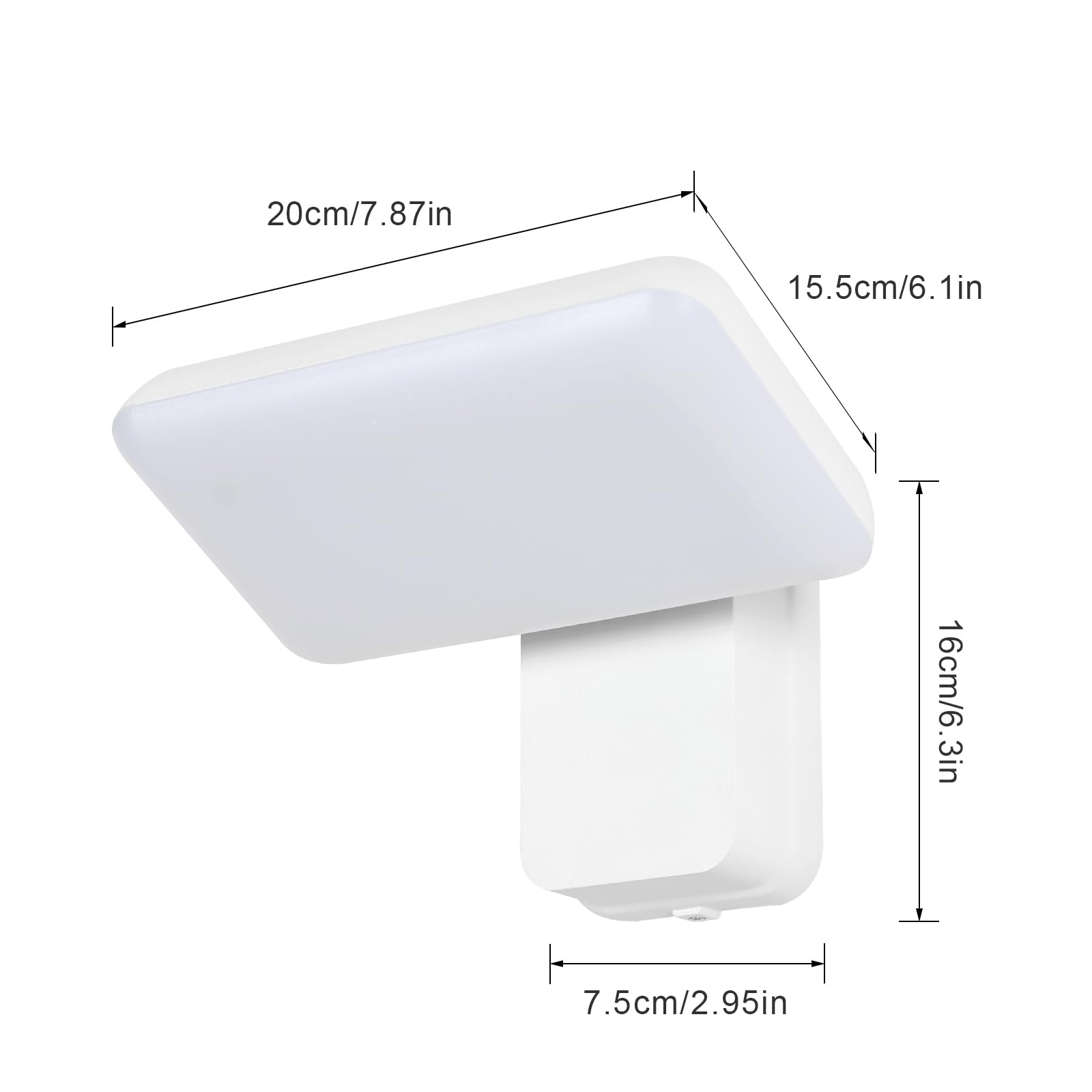 Comely Aplique Pared Exterior LED, 16W IP65 Resistente lampara Exterior Pared Agua 350° Giratoria Moderna Luces LED Exterior para Jardines, Terraza, Baño, Blanco, Luz Blanca Fría 6500K, Control Interr