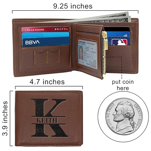 Custom Wallets for Men Customized Leather Wallet with Name & Text Personalized Fathers Day Wallets Gifts from Wife Daughter Son4