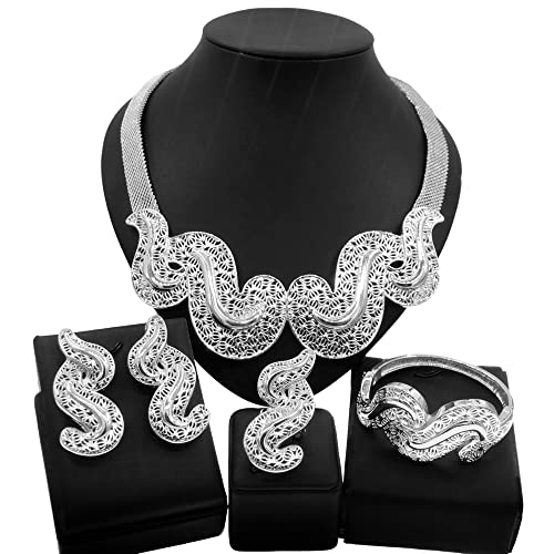 Conjunto de joyas de lujo italiano 18k nupcial con collar de diseño exclusivo 4
