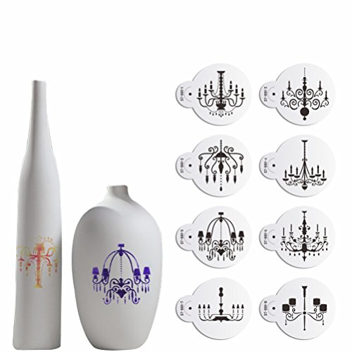 8Pcs Chandelier Decorating Wedding Cookie Stencils Fondant Cupcake Decoration Plastic Design Tool By Art Kitchenware St-881 #TOP1