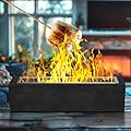 Tabletop Fire Pit - Concrete Outdoor & Indoor Fire Pit Tabletop, Smores Maker Kit, Table Top Firepit, Small Portable Mini Indoor Fireplace White Elephant Gifts for Adults