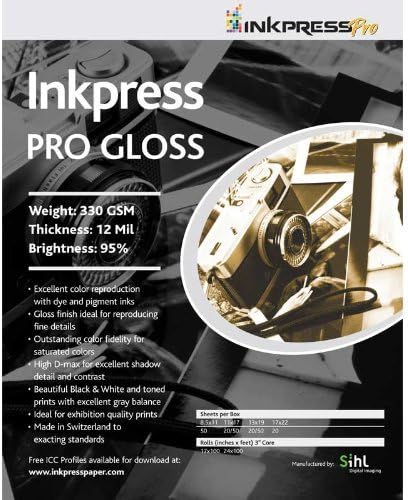 Inkpress PG131950 Pro Gloss Inkjet Paper 13in. X 19in. 50 Sheets
