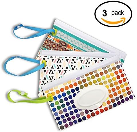 Sungrace Reusable Wet Wipe Case Wipe Pouch Dispenser for Baby (3 Pack)