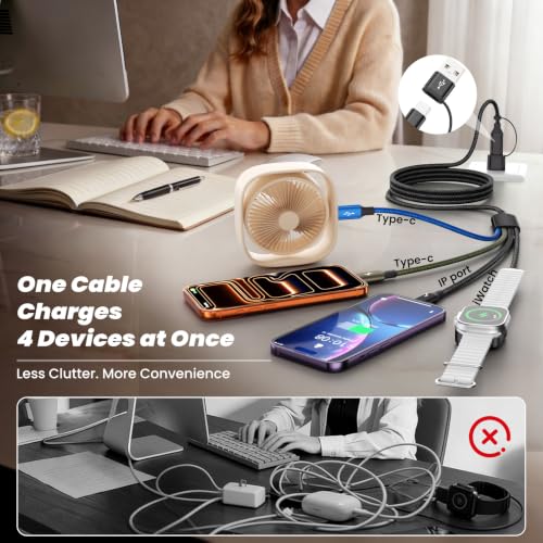 Image of Travel Essentials 4-in-2 Multi Charging Cable with iWatch Charger /2USB-C /IP