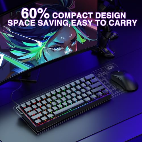 AULA WIN60 HE Mechanical Gaming Keyboard Wired,Hall Effect Magnetic Switches,Adjustable Actuation Rapid Trigger,8K Polling Rate,RGB Backlight,60% Percent Keyboard for Mac/Win (Black,Side Printed) - Image 7