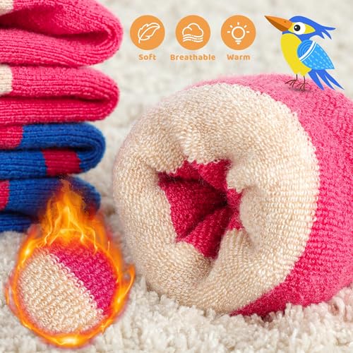 Merino Wool Ski Socks Kids 2 Pairs, Winter Warm Knee High Snowboarding Thermal Skating Socks for Boys Girls Toddlers2