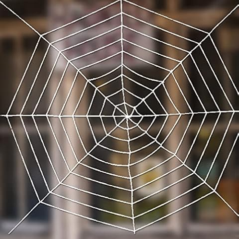 PABIPABI Halloween Giant Spider Web Decoration-9FT Round Fake Spider Elastic Belt Props for Indoor and Outdoor Halloween Decor Party Decoration (White) Cover