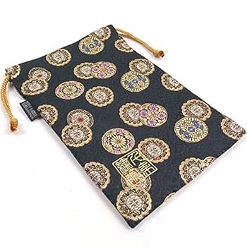 Amazon.co.jp: 千糸繍院 西陣織 金襴 巾着袋（裏地付き） 金丸紋