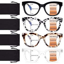 CHOFILORD Progressive Multifocus Reading Glasses for Women Men Blue Light Blocking Computer No Line Multifocal Readers
