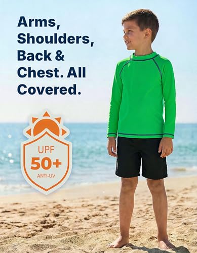 Image of City Threads Rash Guard for Boys SPF 50+ Made in USA, Long Sleeve Swim Shirt with Sun Protection, Toddler, and Youth Sizes