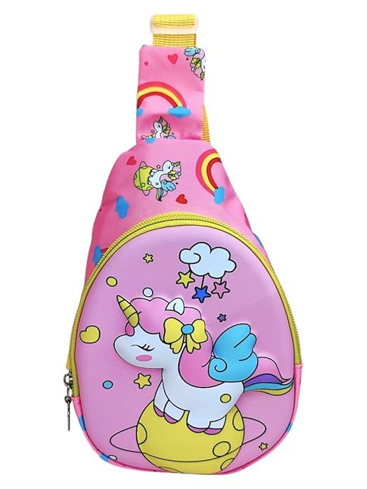 | Kids Chest Bag Cartoon Print Bag for Kids One Side Shoulder Bag, Cross Body Bag for Kids, Travel Chest Bag, Sling Bag, Crossbody Chest Sling Bag, Gift for Boys Girls - CB186