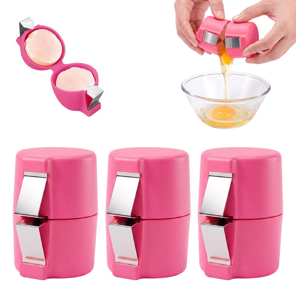 3Pcs Egg Shell Opener, Egg Cracker Tool With Egg Separator (Pink)