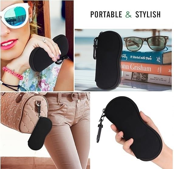 Image of ALASKA Sunglasses Soft Case Ultra-Light Neoprene Scratch-Proof Inner Fabric, Zipper Eyeglass Case for Men and Women. Made with 5mm Thick Neoprene Fabric.