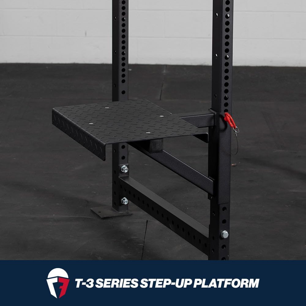 Titan Fitness T-3 Series Rack Mounted Step-Up Platform, 22" x 15" Diamond Plate Steel Step, Adjustable Power Rack Attachment for Step-Ups, Plyometrics & Strength Training, 550 LB Capacity