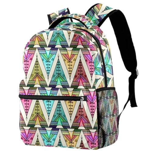 Sac à dos d'école tipi bohème multicolore 40cm pour ado et enfant