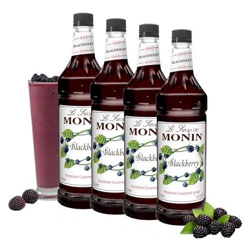 Monin - Blackberry Syrup, Soft and Succulent, Great for Cocktails, Lemonades, and Sodas, Gluten-Free, Non-GMO (1 Liter, 4-Pack)
