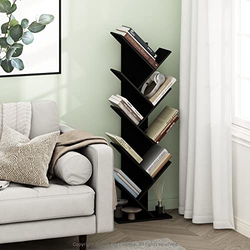 image for Furinno TREE Book Shelf, 9-Tier Bookshelf, Tree Bookcase with Angled O