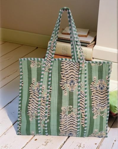 Image of Women's 100% Cotton Lightweight Shoulder Tote Bag with Interior Poeckt Casual Handbag for Women