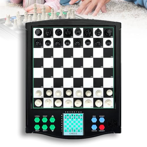 Juego de ajedrez electrónico táctil con pantalla clara, almacenamiento automático de juegos, portátil para partidas de uno o dos jugadores, para adultos