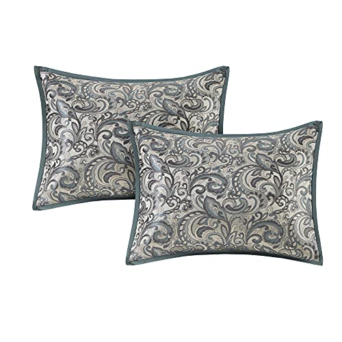 Madison Park 24 Piece Faux Silk Paisley Queen Comforter Set with Matching Curtains, Down Alternative Hypoallergenic - Teal, Queen (90 in x 90 in) - Image 14