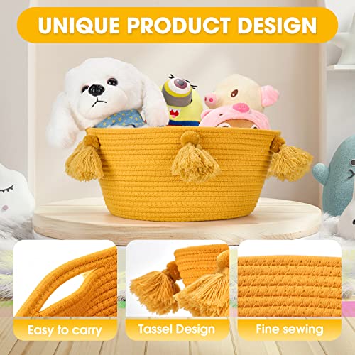 Sarmyarc Cotton Rope Basket Boho Woven Basket Cute Round Closet Storage Bins Organizer With Macrame Tassel For Baby Toys Diaper Dog’s Toys Storage Organizer Nursery Decor (Ginger) #TOP5