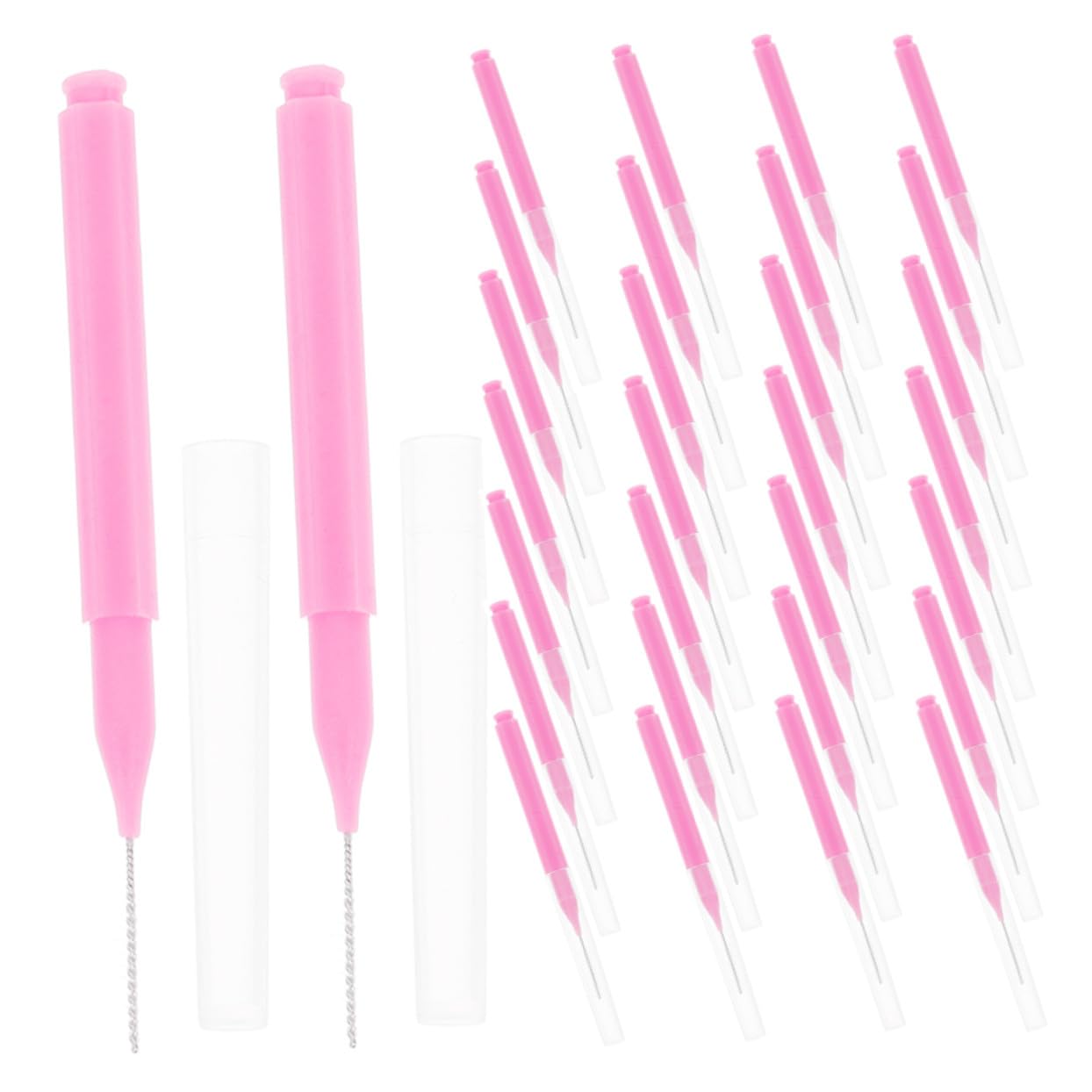 200 piezas Cepillos Interdentales Rosa Unidades Cerdas Suaves para Limpieza Profunda Mango Ergonómico Portátil para Viaje Oficina y Cuidado Oral Diario
