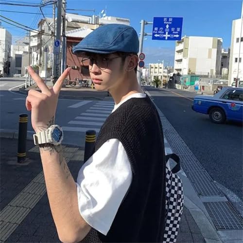 Men's Clothing Sleeveless Vest Knit Sweater Waistcoat V Neck Warm Japanese Retro Vest4