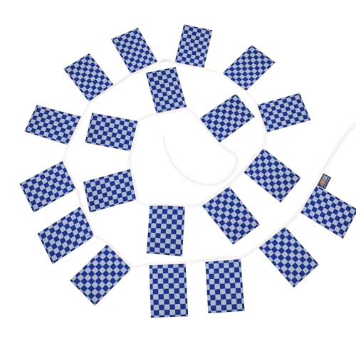 Image of AZ FLAG Navy Blue and White Check 6 meters BUNTING Flag 20 flags 9'' x 6'' - checkered racing STRING flags 15 x 21 cm