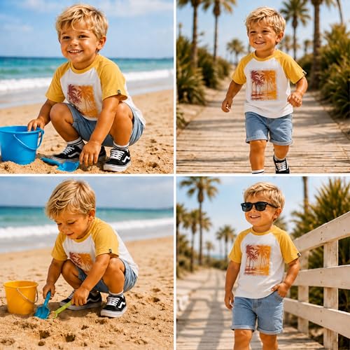 Image of Volcom Infant Toddler Boy Shorts Set - 2 Piece Short Sleeve Graphic Tees & Denim Shorts - Toddler Summer Clothes (12M-7)