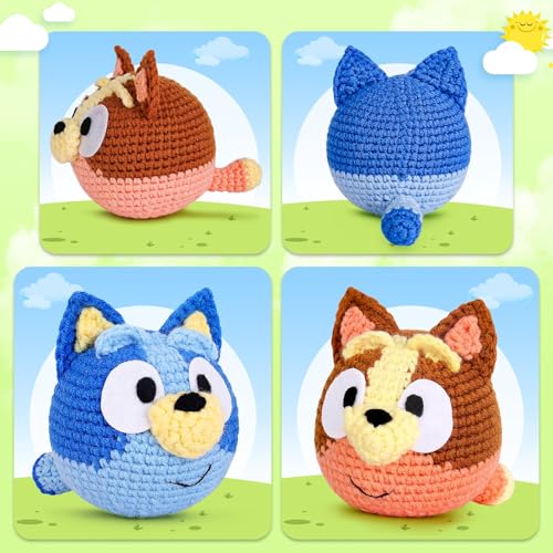 Image of Acehochen Crochet Kit for Beginners, Beginner Crochet Kit for Adults with Step-by-Step Video Tutorials, Crochet Animal Kits Knitting Supplies, 2 Happy Dogs (Beginners Yarns)