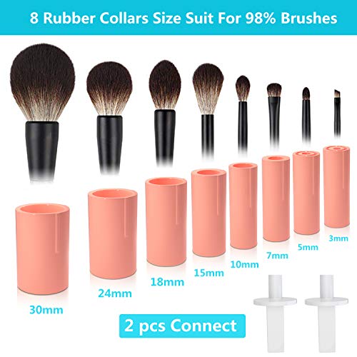 Makeup Brush Cleaner and Dryer, Super-Fast Electric Brush Spinner Machine Mat with 8 Size Rubber Collars, Wash and Dry in Seconds, Automatic Deep Cosmetic Makeup Brush Tools for Most Size Brushes
