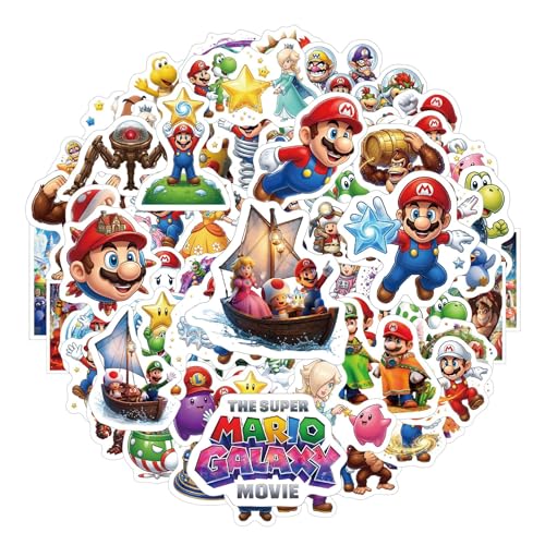100Pcs Mario Galaxy Stickers Set Cute Waterproof Sticker DIY Decoration of Items Like Notebooks Phone Water Bottles and Helmets Great Party Favors for Movie Fans