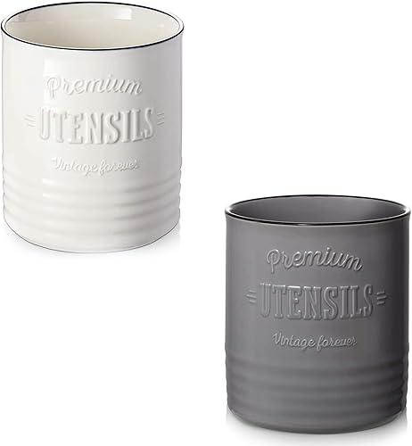 DOWAN Soporte industrial para utensilios de cocina de 7.2 pulgadas, color gris + 7.2 pulgadas, blanco