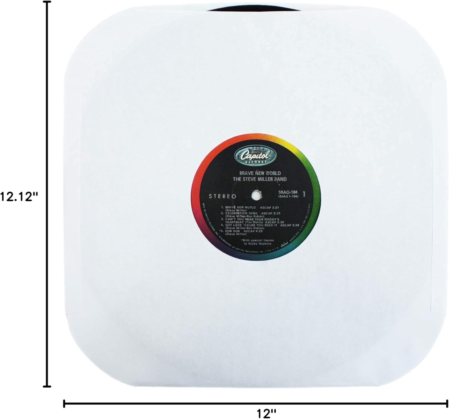 100#12IW - Buste in vinile per dischi da 30,5 cm, colore: Bianco