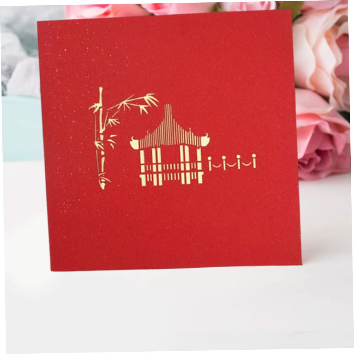 MILEVO Tarjetas de felicitación navideñas, 3 unids/Set, Tarjeta 3D UP, pabellón Chino, Tarjeta de felicitación navideña, Boda, día de la Madre, Tarjeta de Regalo 3D, Tarjeta de felicitación