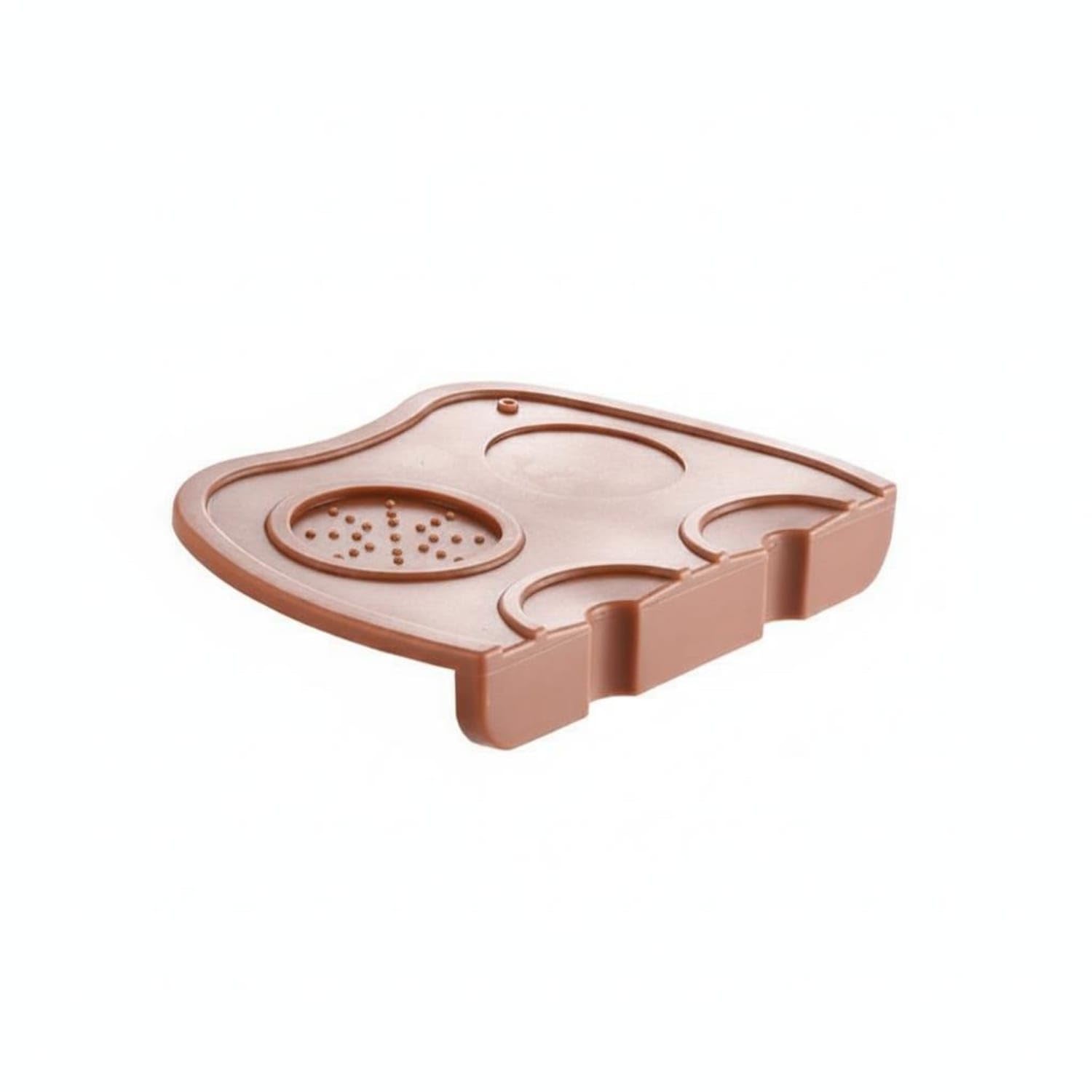 non-slip coffee tamping mat countertop protection silicone espresso tamper pad easy to clean corner tamping mat heat-resistant for baristas, cafe, home kitchen, brown l