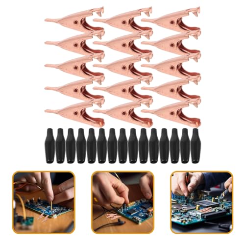 HOMSFOU 15 Stück Reine Kupfer Krokodilklemmen Mit Glatter Backe Und Mikroskopischer Spitze Für Elektrische Prüfungen Löten Und Heimwerker Anwendungen