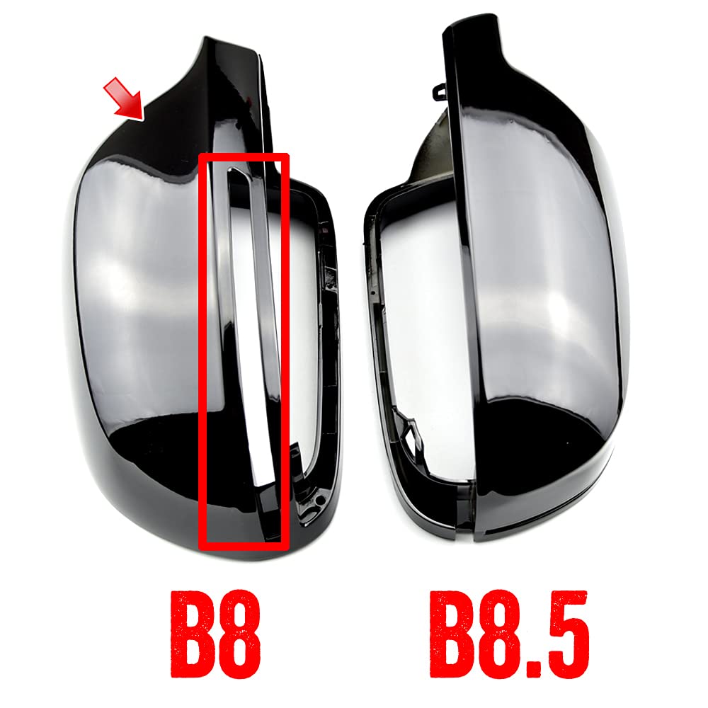 Carcasas de espejo retrovisor Cubierta de protección Cap Car Styling Shell Carcasa de espejo lateral Cubiertas Compatible con A3 8P A4 A5 S5 B8.5 RS3 RS4 RS5-Negro
