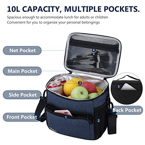 Gloppie Lunch Bag For Men Women Leakproof Lunch Cooler Bag Insulated Lunchbag Reusable Lunchbox Bag Adult Portable Lunch Bag Work, Blue #TOP1