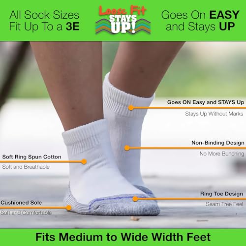 Loose Fit Stays Up Men's and Women's Casual Lower Cut Socks (Pack of 3) Made in USA, Cushioned Sole3